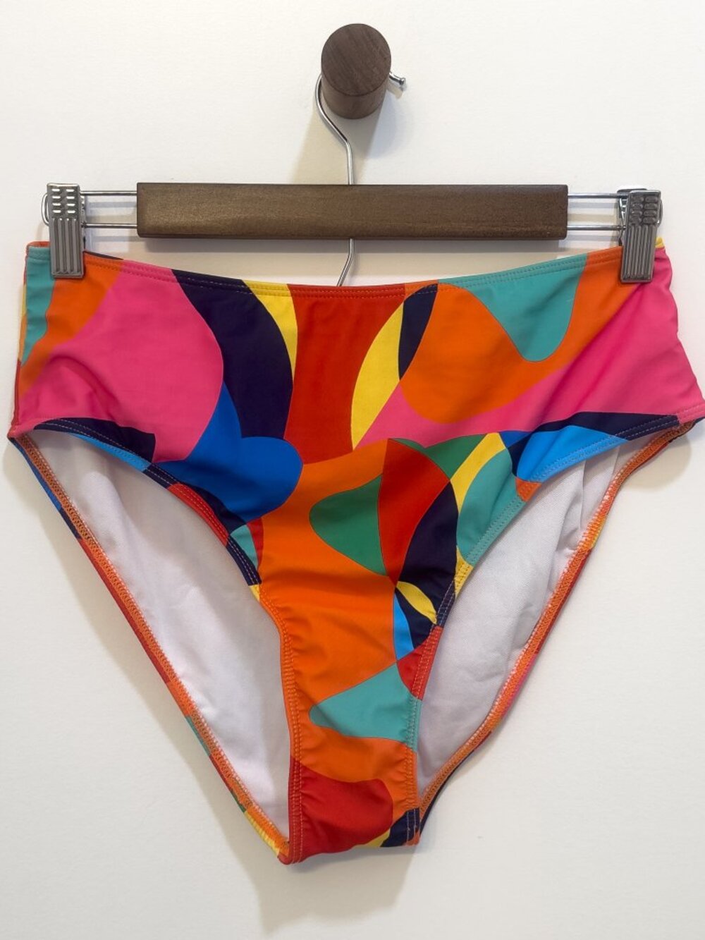 Abstract Geometric Color Block Bikini Bottom High Cut XL NWOT